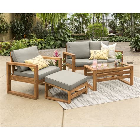 Manor Park Outdoor Patio Modern 4-Piece Conversation Set - Walmart.com