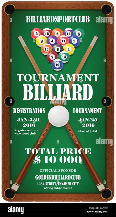 Design poster. Billiard Tournament. Vector illustration Stock Vector ...