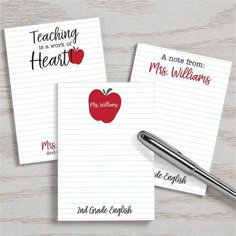 Inspiring Teacher Personalized Mini Notepad Set of 3, Teacher Gift ...