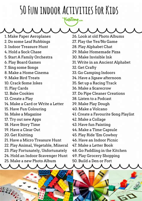 50 Fun Indoor Activities For Kids Checklist