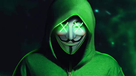 Green Hoodie Anonymous Mask