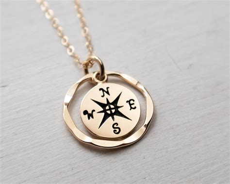 Compass Necklace Gold Filled Graduation Gift Travel - Etsy