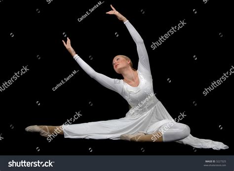 Ballerina Wearing White On Black Background Stock Photo 3227325 ...