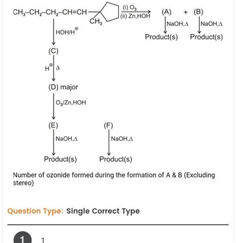 Number of ozonide formed during the formation of A \& B (Excluding stereo..