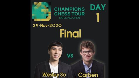 Magnus Carlsen vs Wesley So | Skilling Open 2020 | Final Day 1 - YouTube