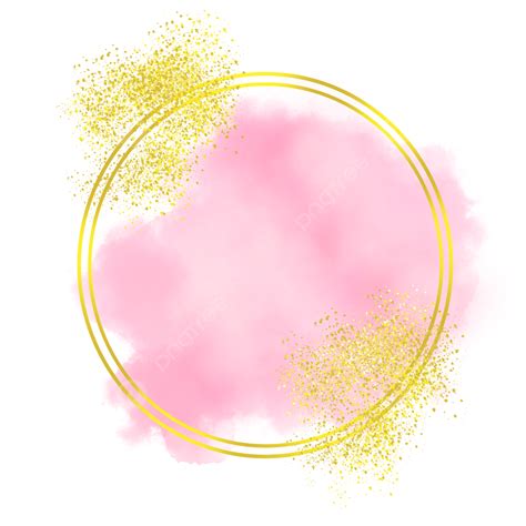 Pink Glitter Circle Hd Transparent, Circle Gold Glitter Frame With Pink ...