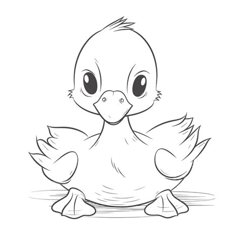 Cute Little Duck Coloring Page Outline Sketch Drawing Vector, Duck ...