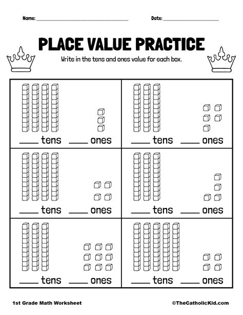 Place Value Worksheet 1st Grade Math - TheCatholicKid.com