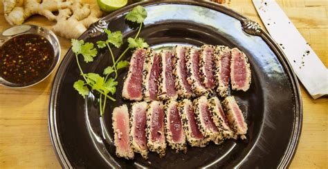 Pan-Seared Sesame Crusted Ahi with Soy Ginger Lime Sauce - Mugnaini ...