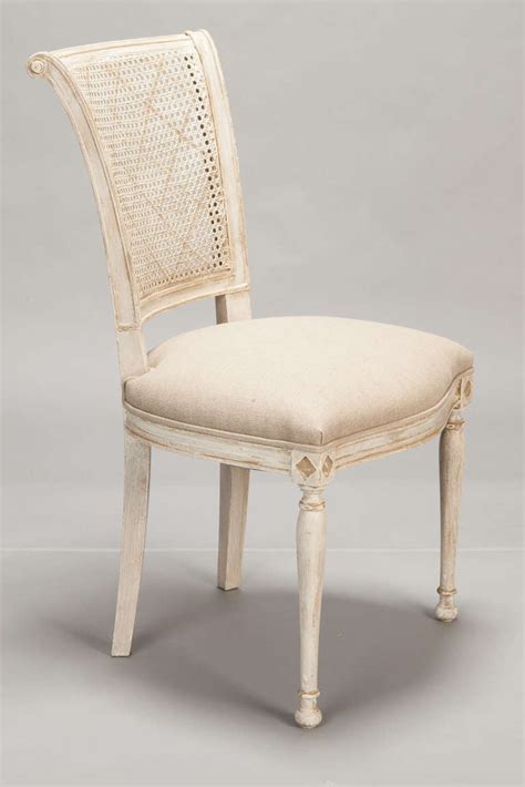 Set of 12 French Cane Back Antique White Dining Chairs at 1stDibs