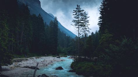 np32-mountain-wood-night-dark-river-nature-blue-wallpaper