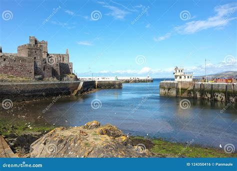 Peel harbour Isle of Man stock photo. Image of feature - 124350416