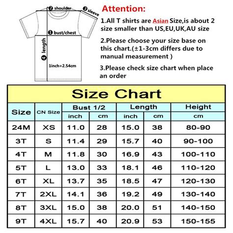 Clothes Chart For Kids