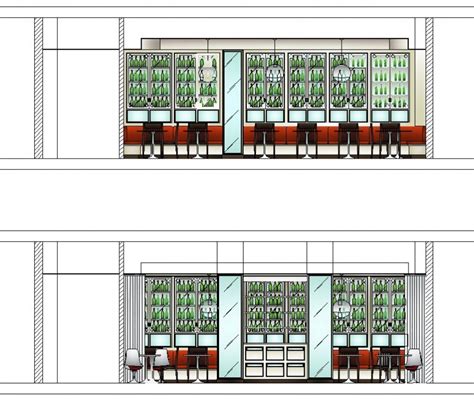 Bar elevation view in auto cad software - Cadbull