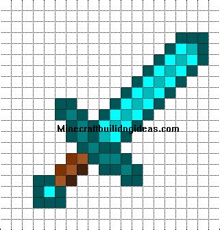 Minecraft Pixel Art Templates: Diamond sword