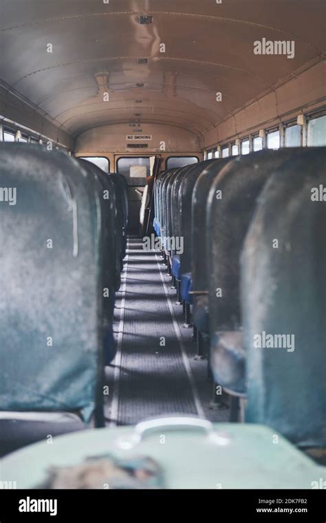 Interior Of Old Abandoned Bus Stock Photo - Alamy