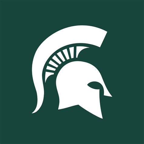 the michigan state spartan logo on a green background