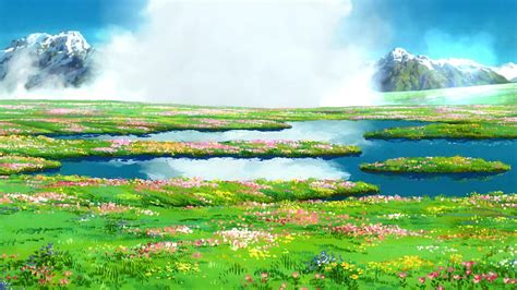 Flower Field Howl's Moving Castle Live Wallpaper - MoeWalls