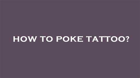 How to poke tattoo? - YouTube