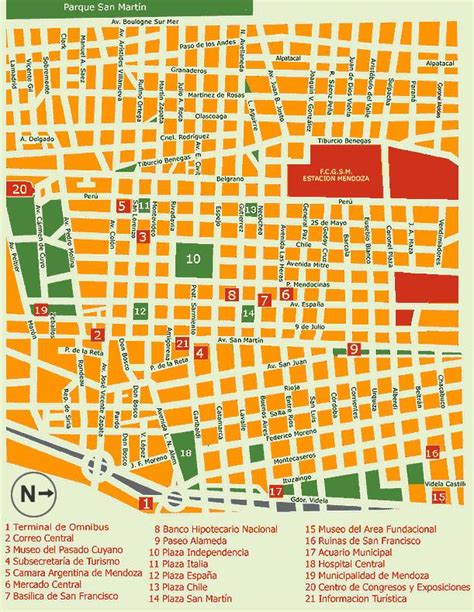 Map of downtown Mendoza, Argentina | Gifex