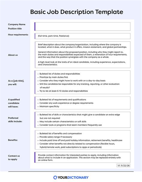 How To Write a Job Description (with Example Template) | YourDictionary