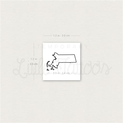 Massachusetts Map Outline Temporary Tattoo - Set of 3 – Little Tattoos