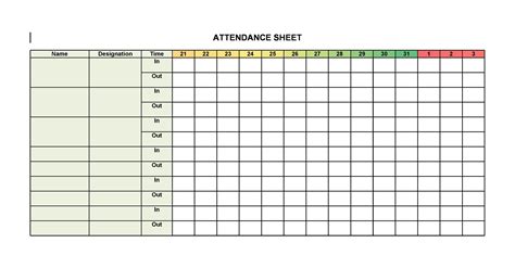 FREE 19+ Sample Attendance Sheet Templates in PDF MS Word | Time And ...