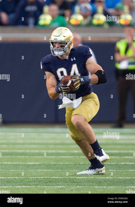 September 28, 2019: Notre Dame tight end Cole Kmet (84) runs with the ...