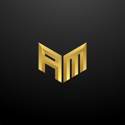 AM Logo Monogram Letter Initials Design Template with Gold 3d texture ...