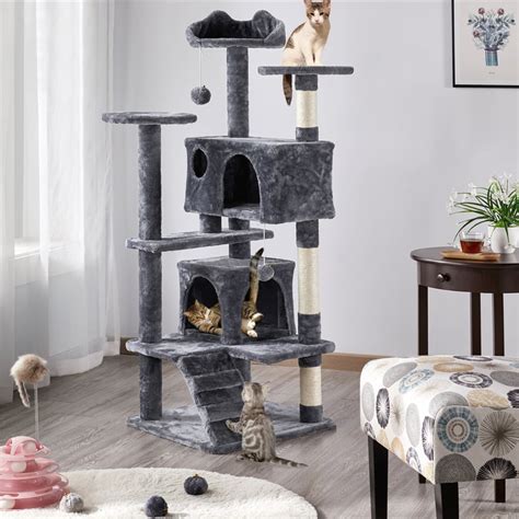 Yaheetech 54.5''H Multilevel Cat Tree Condo Tower with Scratching Posts ...