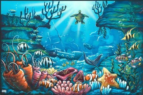 ocean mural | Under sea nursery | Sea drawing, Under the sea drawings ...