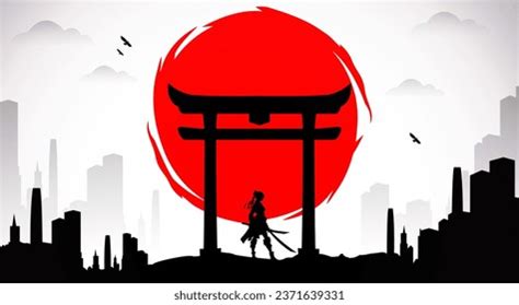 Lady Samurai Red Moon Wallpaper Urban Stock Vector (Royalty Free ...