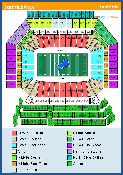 Ford Field Seating Chart, Pictures, Directions, and History - Detroit ...