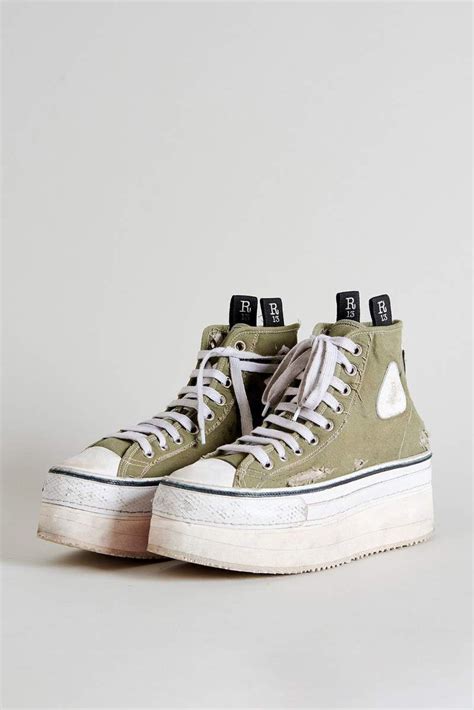 Platform high top sneakers olive r13 denim – Artofit