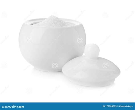 Ceramic Bowl with Sugar Isolated on White Stock Image - Image of diet ...