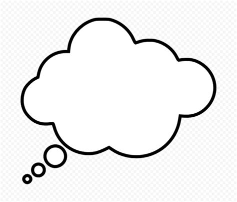 HD Black & White Thinking Speech Bubble Cloud PNG | Citypng