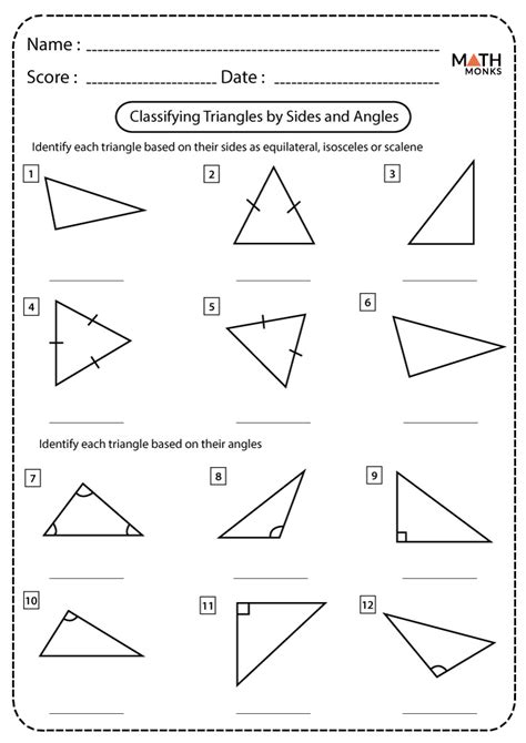 Classifying Triangles Worksheets - Math Monks