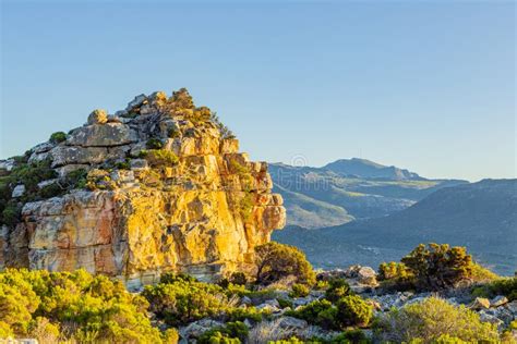 Rugged Mountain Landscape with Fynbos Flora in Cape Town Stock Photo ...