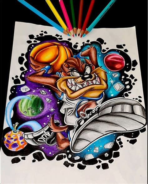 Tazmania. Cartoon coloring pages, Space drawings, Space jam, Tune Squad ...