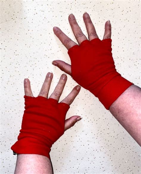 How To Make Fingerless Gloves - From An Upcycled Cardigan ⋆ A Rose ...