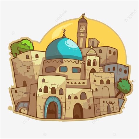 An Old Town From Israel Cartoon Vector, Jerusalem, Sticker, Cartoon PNG ...