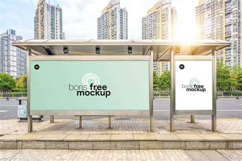 2 Free Bus Stop Billboards Mockup (PSD)