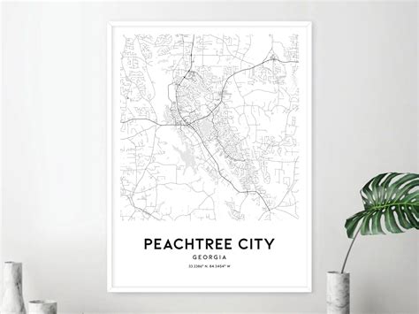 Peachtree City Map Print Peachtree City Map Poster Wall Art - Etsy