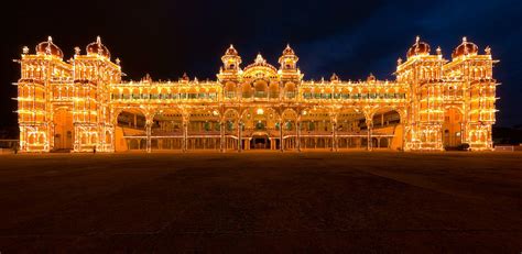 In INDIA Mysore Palace, illuminated for the Dasara festival.