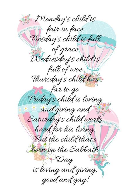 Sunday's child poem mondays child Tuesdays child | Etsy Happy ...