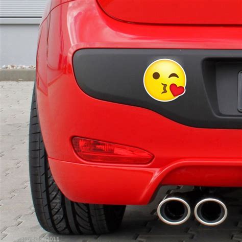 Emoji Style Car Stickers - 2 Pack - Smiling Face and Throwing A Kiss ...