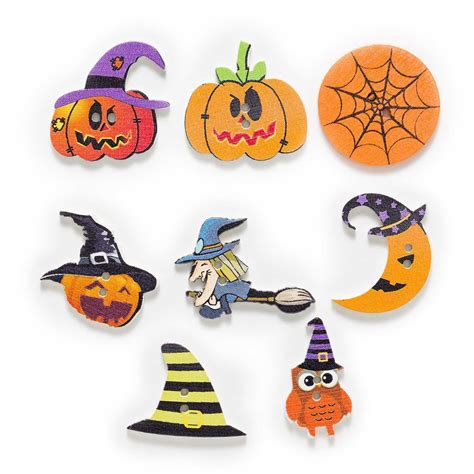 Halloween Buttons 10 Pieces Wood Buttons CC