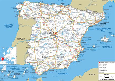 Detailed Clear Large Road Map of Spain - Ezilon Maps