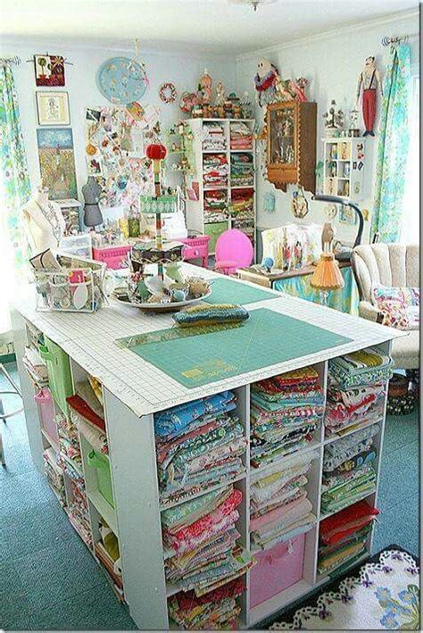 Large craft work space and storage | Sewing room inspiration, Sewing ...