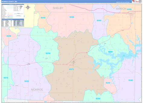 Monroe County, MO Wall Map Color Cast Style by MarketMAPS - MapSales